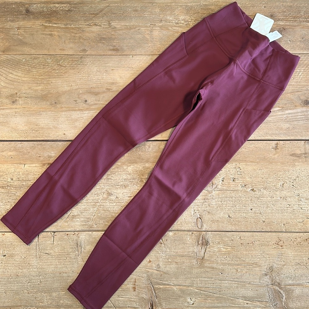 NWT- Fabletics PureLuxe HW Pocket Full length Leggings -MERLOT (27” inseam) - Picture 4 of 11